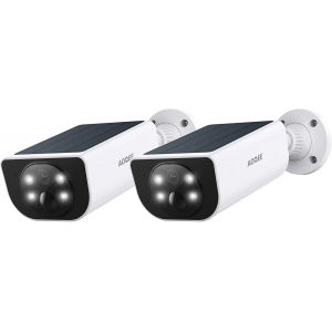 Camera Surveillance WiFi Exterieure sans Fil - 2K Camera Exterieur Batterie Panneau Solaire intégré, Étanche IP65, PIR détection, Détection Humaine AI, Vision Nocturne Couleur, Compatible Alexa - Neuf