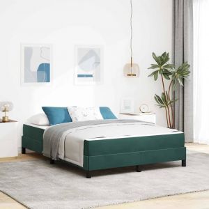 vidaXL Lit &agrave; ressorts avec matelas Vert fonc&eacute; 160 x 210 cm tissu - Neuf