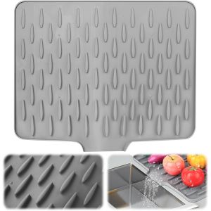 Tapis De S&eacute;chage En Silicone Pour Comptoir De Cuisine, Tapis De Plan De Travail En Silicone Antid&eacute;rapant Pour Table De Cuisine, Tapis &Eacute;gouttoir Pliable, R&eacute;sistant &Agrave; La Chaleur Pour &Eacute;vier De Cuisine - Neuf
