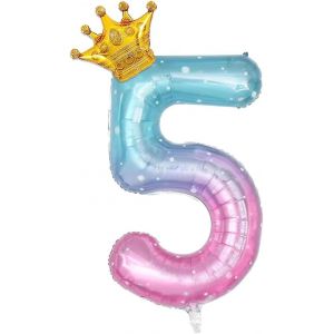 ChicSlick-Ballon 5,Chiffre Anniversaire Geant,40""(101Cm) Ballons De Baudruche,Ballons Anniversaire 5 An,Ballon Numéroté 5 Pour Filles Anniversaire Décorations De Fête À Thème (Gg)[X1562] - Neuf