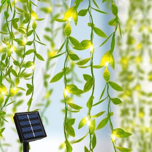 KAL-Guirlandes Lumineuse Solaire Extérieure, 10M 100 Led Lierre Artificiel Guirlande Lumineux Étanche, 8 Modes Guirlande Solaire Exterieur, Lierre Decoration Pour Jardin Noël Mariage Cour Patio Fête - Neuf