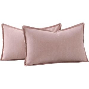 ERYI-Lot De 2 Doux Housses De Coussin En Chenille Texturée Douce Simple Décorative Pour Canapé Chambre Rose 30 X 50 Cm - Neuf