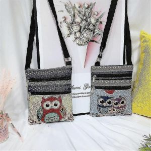 Femmes Bohème Vinta épaule fourre-tout sac hibou imprimé Double fermeture éclair sac Hippie Gypsy sac à main sac à main-LAYS - Neuf