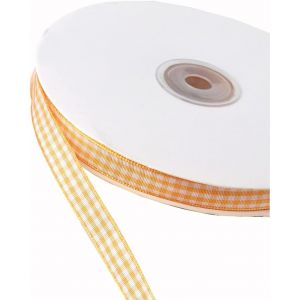 KAL-Ruban À Carreaux - 45 M - Pour Noël, Mariage, Saint-Valentin, Baptême, Anniversaire, Fête, Emballage Cadeau, 10 Mm - Orange Clair - Neuf