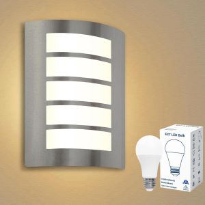 12w Applique Murale Int&eacute;rieur/Ext&eacute;rieur E27 Led Inox Bross&eacute; &Eacute;tanche Ip44 Abs,Luminaire Exterieur 1200lm Blanc Chaud Pour Escalier V&eacute;randas,Garage,Salle De Bain. - Neuf