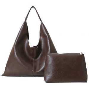 Sacs hobo souples pour femmes, cabas, sac retro en cuir, sac bandouliere souple, lot de 2, couleur cafe. - Neuf