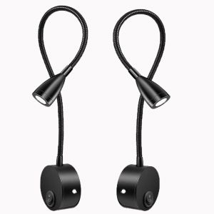 Applique Murale Led &Agrave; Col De Cygne Avec 2 Lumi&egrave;res, Blanc Chaud 3000k, 3w - Neuf