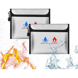 KALANKA-Sacs Anti-feu,2pcs Porte-Documents ignifuges, Sac étanche à feu, Sac étanche à feu pour Documents, Sac à Documents Ignifuge pour Conserver Objets de Valeur, Passeports, Documents, Argent - Neuf