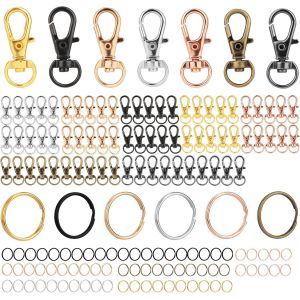 ERYI-Crochet Mousqueton En Métal Et Anneau De Porte Clef (140 Pièces) - Anneaux Porte-Clés En Lot Et Fermoirs De Porte Clé - Attache Pour Sac Et Kit De Fabrication De Bijoux - Neuf