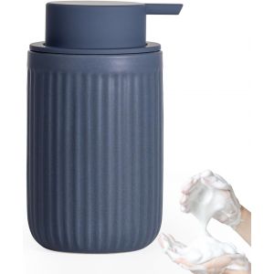 BHHBB-Distributeur de savon mousse - Bleu mat - 350 ml - En céramique - Avec tête de pompe à mousse - Rechargeable - Pour cuisine, salle de bain - Neuf