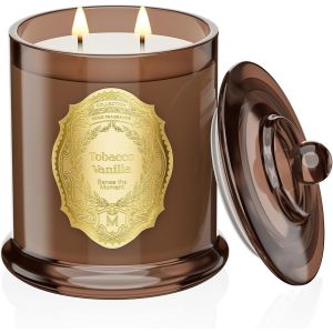 Tabac Vanille Bougie Parfum&eacute;e Grande Bougie de Soja &agrave; 2 M&egrave;ches|12.7oz 360g de cire de Soja Naturelle|70 Heures de Combustion|Bougies Cadeaux pour Femmes|Bougie Decorative - Neuf