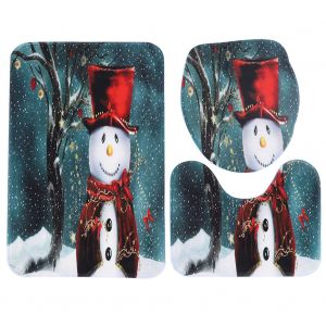 Hjlian Ensemble De 3 Tapis De Salle De Bain, Housse De Siege De Toilette, Tapis Rectangulaire Antiderapant En Forme De U, Decoration De Salle De Bain - Neuf
