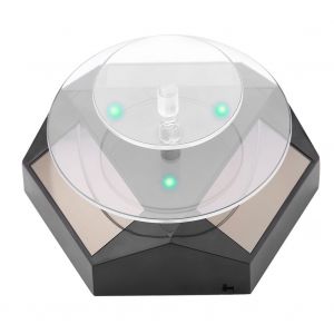 Presentoir Rotatif A Energie Solaire A 360¡Ã Avec Eclairage Led, Plateau Tournant Pour Montres, Bijoux Et Bagues (Noir) - Neuf