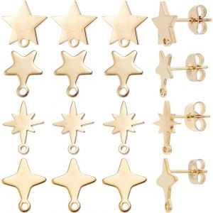 Kal-1 Boîte De 40 Pièces De 4 Styles De Boucles D'oreilles Tiges De Boucles D'oreilles En Forme D'étoile Avec Boucle Clous D'oreilles En Acier Inoxydable Boucles D'oreilles À Tige En Or Pour La - Neuf