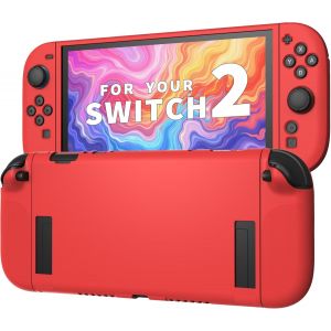 Eryi-Coque De Protection À Prise Texturée Pour Nintendo Switch 2 (2025) U2013 Coque Tpu Antichoc Mate Rouge Avec Poignées Antidérapantes, Design Ergonomique - Neuf