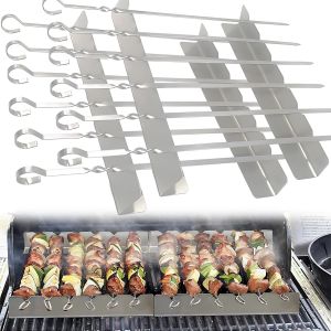 Ulteronixshop-16 Pi&egrave;ces Brochette Barbecue, Contient 12 Grillades Et 4 Grillades, Pique a Brochette, En Acier Inoxydable, Grill 30 * 4.5 * 3cm, Signature 38cm, R&eacute;sistant &agrave; La Corrosion, Pas Facile &agrave; - Neuf