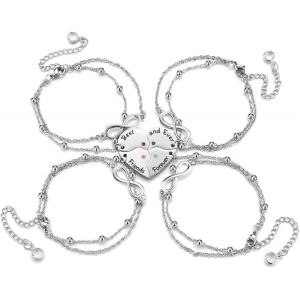 Bff Bracelets Avec Coeur Brisé Pour 3/4 Migiori Amies En Acier Inoxydable Bracelets Amitié Infini Gravure Best Friends Forever Bracelets À Chaîne 2 Couches Puzzle Divisé Avec Strass Pour Amis - Neuf