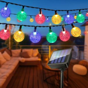 KAL-Guirlande Lumineuse Solaire Exterieur, 11M 60 Led Guirlande Lumineuse Exterieure, Ip65 Étanche, 8 Modes, Extérieur Intérieur Décoration Pour Jardin, Cour, Arbres, Mariage, Noël, Fête(Multicolore) - Neuf