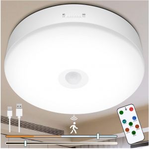 KAL-Plafonnier Led Detecteur De Mouvement Avec Telecommande 10000Mah Plafonnier Rechargeable Lampe Detecteur De Mouvement Interieur Plafonnier Sans Fil Lampe Led Plafond Lampe Salle De Bain - Neuf