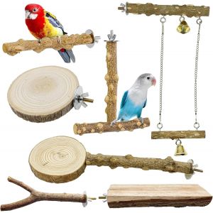 Chenquansarl-7 Pcs Perchoirs Naturels Pour O Aux, Perchoir O Aux Jouet Perroquet, Bois Pieds Perchoirs Pour Accessoires De Cage À O Aux Canari Perruche - Neuf