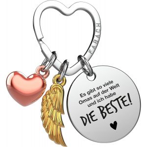 Kal-Porte-Clés Ange Gardien Porte-Bonheur Avec C?ur Et Gravure U2013 Meilleure Grand-Mère Du Monde U2013 Cadeau Pour Grand-Mère U2013 Cadeau Ange Porte-Bonheur - Neuf