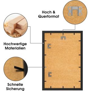 Cadre 30 x 40 cm en bois noir, cadre photo 30x40 cm avec Perspex, cadre poster 30x40 cm &agrave; fixer au mur, cadre photo pour impression, d&eacute;coration de la chambre et du salon - Neuf