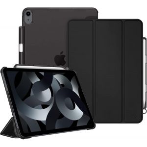 LORANKA-Coque pour iPad Air 11 Pouces (M3) 2025/(M2) 2024 et iPad Air 5e/4e G&eacute;n&eacute;ration 10.9 Pouces (2022/2020) - [Rangement de Stylet] &Eacute;tui Transparent Mat, Housse Fine, Noir - Neuf