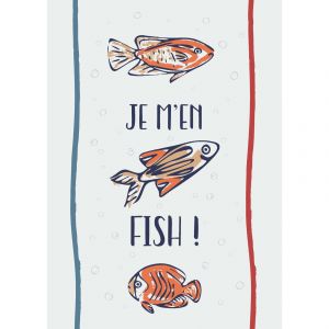 Lot De 3 Torchons Message Poissons En Coton - Neuf