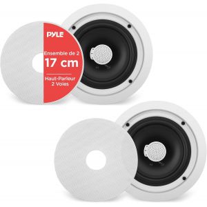 VornixorSarlshop-Enceinte Plafond/Murale 16,5 cm - Syst&egrave;me d'Enceintes 2 Voies avec Tweeter Orientable en Titane de 2,5 cm -Haut Parleur Encastrable Plafond - Neuf
