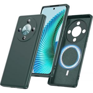 Kal-Coque Magnétique Pour Honor Magic 6 Lite 5g, Militaire Antichoc Arrière Fine En Silicone Anti-Rayures (Vert) - Neuf