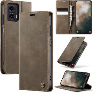 Maa-Coque Motorola Moto G35 Cuir Pu Premium Fentes Cartes Etui Pochette De Portefeuille Avec Fonction Support Case À Rabat Coque Motorola Moto G35 - Café - Neuf
