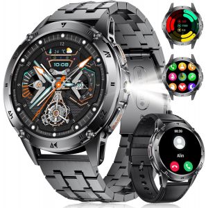 Montre Connect&eacute;e Homme,1,43''amoled 530mah 5atm &Eacute;tanch&eacute;it&eacute; Smart Watch,100+ Modes Sportifs Montre,Avec Appels Bluetooth Podom&egrave;tre Calories Fr&eacute;quence Cardiaque Tension Sommeil Noir Profond[Z683] - Neuf