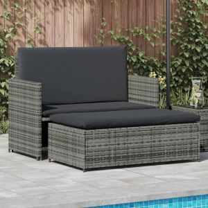 Prolenta Premium - Salon De Jardin 2 Pcs Avec Coussins R&eacute;sine Tress&eacute;e Gris - Neuf