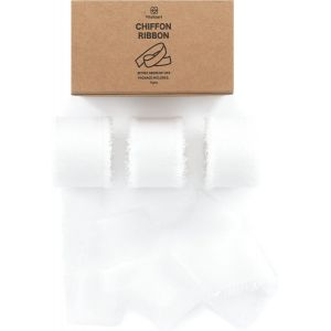 Ruban En Mousseline Blanc 2,5 Cm X 19,2 M, Tissu &Agrave; Franges Fait &Agrave; La Main, Ruban En Tissu Pour Invitation De Mariage, Bouquet De Mari&eacute;e, D&eacute;coration Et Emballage Cadeaux - Neuf