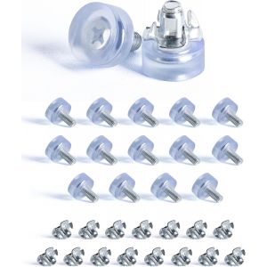 16 pcs M6 Transparent Pied R&eacute;glables &agrave; Base Ronde, Pied V&eacute;rin de Nivellement, Pied Meublede Mise &agrave; Niveau avec &Eacute;crou &agrave; Griffes, Pied Caoutchouc pour Table, Chaise, Armoire - Neuf