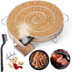 JGD-G&eacute;n&eacute;rateur de Fum&eacute;e Froide pour Fumoir Fumage Viande Poisson avec Brosse Nettoyage Grille Barbecue - Neuf