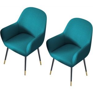 Housses De Protection De Chaise (Vert Foncé) Avec Accoudoirs, Universelles Pour Salle À Manger, Cuisine, Gris Foncé, Lot De 2 - Neuf