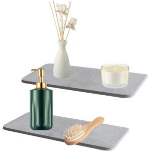 Eryi-Lot De 2 Plateau En Pierre Absorbant L'eau Pour Évier, Organisateur D'évier, Dessous De Verre Antidérapant En Diatomite, Tapis De Séchage Rapide Instantané Pour Le Comptoir De Cuisine - Neuf