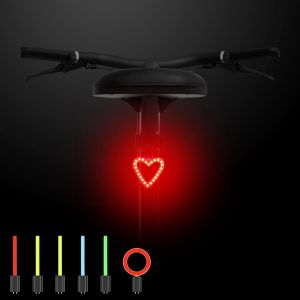 Eclairage Arrière De Vélo,Feux Arrière De Vélo À Led Rechargeables,7 Modes D'éclairage,Feux Arrière Mit 3 Formen- C?ur,D'anneau Et De Bande,Étanchéité Ip63,Accessoires De Vélo Mignons - Neuf