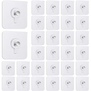 Tianyi-Lot De 30 Accroche Tableau Sans Percer, Transparent Accroche Cadre Fixation Murale, Adh&eacute;sif Crochets Pour Accroche Cadres Photo, Miroir, Art Mural, Pour Salon Choix Parfait, Cuisine, Bureau - Neuf