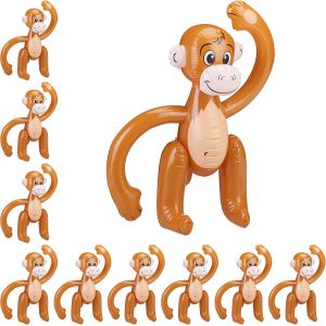 Kal-Singe Gonflable, Lot De 10, Petit Singe Animal Piscine D&eacute;co F&ecirc;te Jungle Safari Carnaval Jouet Aquatique Enfant, Marron - Neuf