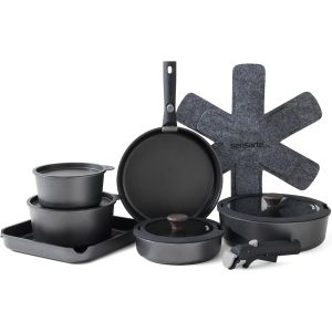 Subzonal-Set De Casseroles Et Po&ecirc;les 17 Pi&egrave;ces - Rev&ecirc;tement Granit Antiadh&eacute;sif Sans Pfoa - Batterie De Cuisine Pour Induction/Gaz, Poign&eacute;es Amovibles, Empilable Et Lavable Lave-Vaisselle - Neuf