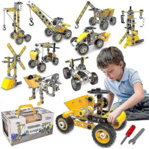 Ensemble de jouets d'ingénierie préscolaire avec blocs d'apprentissage STEM Blocs de construction constructifs Cadeau pour garçons de 5 à 10 ans et plus - Neuf