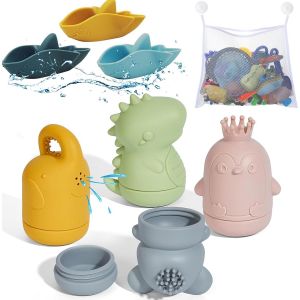 KAL-Jouet De Bain Bébé, 8 Pièces Jouet Bébé, Jeux Montessori Bébé Avec Sac De Rangement, Jouet De Baignoire Jouets Deau, Jeux De Bain - Neuf