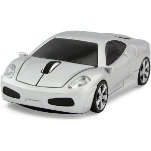 WQD-Souris d'ordinateur sans fil en forme de voiture de sport 3D, souris ergonomique pour ordinateur portable FLL (argenté) - Neuf