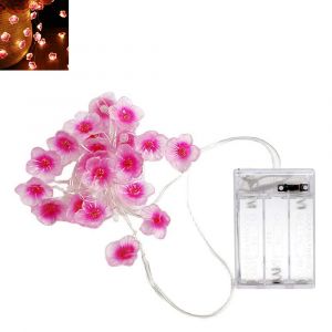 Guirlande Lumineuse &Agrave; 30 Led En Forme De Fleurs De Cerisier - Lumi&egrave;re F&eacute;&eacute;rique Rose &Agrave; Piles Pour La D&eacute;coration Int&eacute;rieure Et Ext&eacute;rieure - Neuf