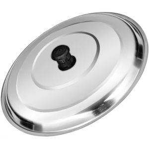 Jexnovashop-Couvercle Poele 33 Cm Couvercle De Casserole De Wok En Acier De Batterie De Cuisine De De Casserole De Remplacement De Po&ecirc;le Rond Poign&eacute;e De - Neuf