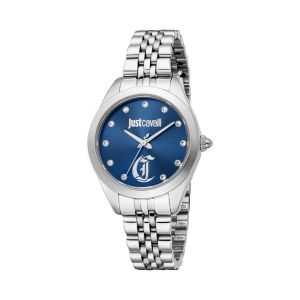 Montre &Agrave; Quartz En Acier Et Cristaux Tch&egrave;ques Luna - Argent&eacute; Et Bleu Bleu/Argent&eacute; - Neuf