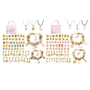 Kit De Fabrication De Bracelets &Agrave; Breloques Diy Pour Enfants (132 Pi&egrave;ces) Avec Perles, Pendentifs, Bracelets Et Colliers - Neuf