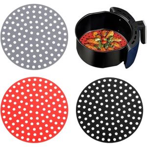AYUHR-3 Pièces Tapis de Friteuse à Air, Tapis de Cuisson en Silicone pour Friteuse à Air, Tapis de Cuisson Vapeur Réutilisables - Neuf